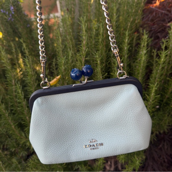 Coach Nora Blueberry Kisslock Crossbody Clutch Light Teal Midnight Multi - Picture 9 of 11